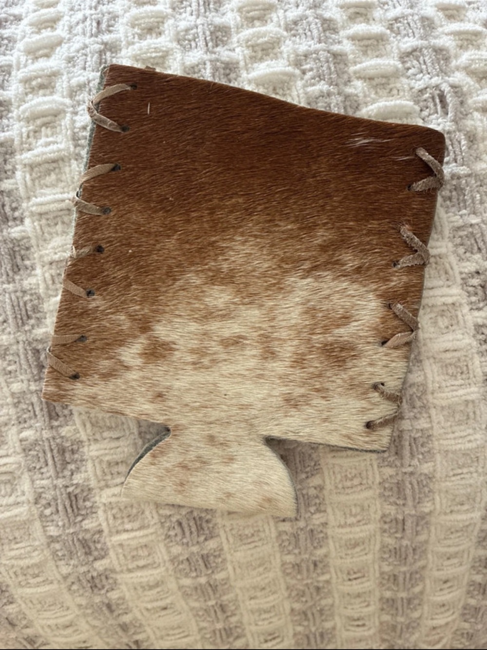 Hair-On-Hide Cowhide Can Cooler in Brown and Cream